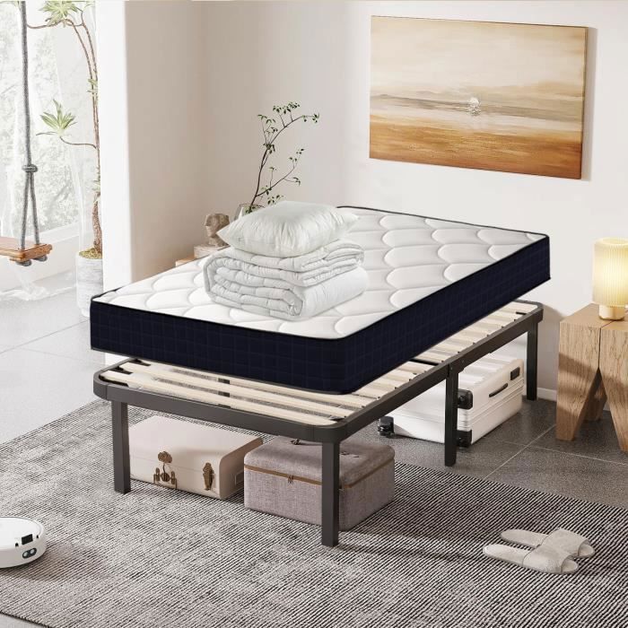 Juego de colchón, base de cama, edredón y almohada - Colchón 90x190x16 - Base de cama 90x190 - Edredón 140x200 - Almohada 60x60
