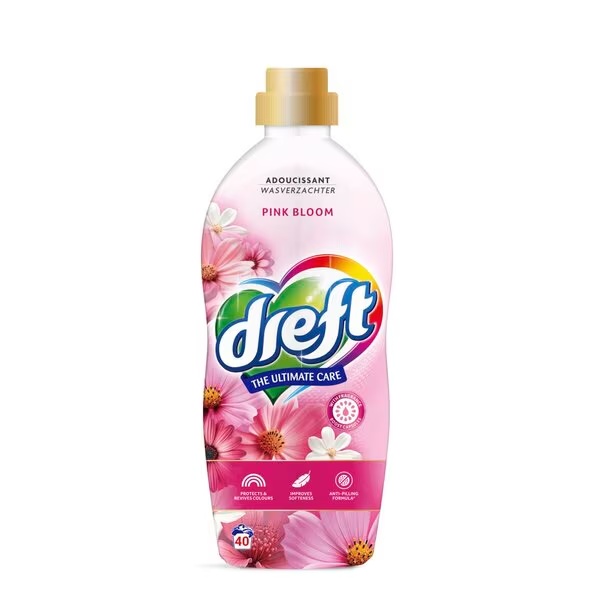 Dreft Ultimate Care omekšivač za rublje Pink Bloom, 1 l, 40 pranja