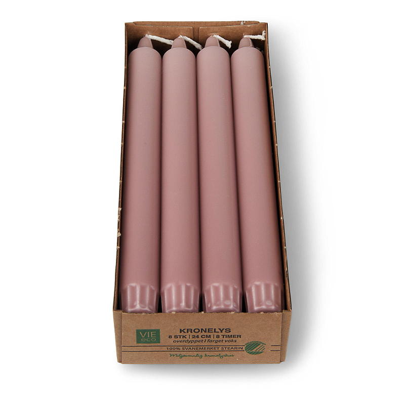 Vie Eco Crown -kynttilä 8 kpl, 24 cm, 8 tuntia, ekologinen kanerva