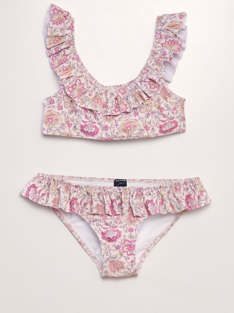 Badpak met tropische print - 2-delig - ROZE