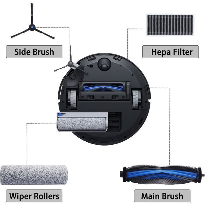 15-piece accessory set for ECOVACS DEEBOT X8 Omni/X8 Pro Omni, 1 main rubber brush, 4 filters
