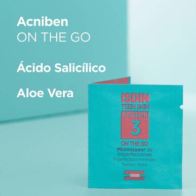 Isdin Teen Skin Acniben 3 On the Go -kolmoisvaikutteiset tahranpoistopyyhkeet 30 kpl