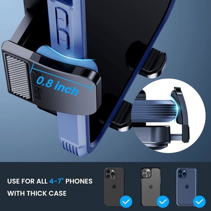 Support Téléphone Voiture [Compatible Avec Les Étuis Épais] Porte Telephone Voiture Rotatif À 360 Degrés