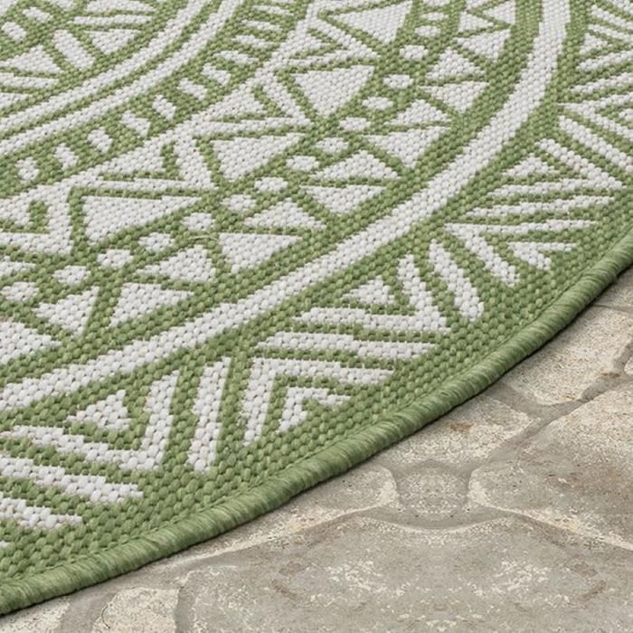 Outdoor Rug - THE CARPET - Mistra - UV Resistant - Green - 120 cm - Round - Mandala Design