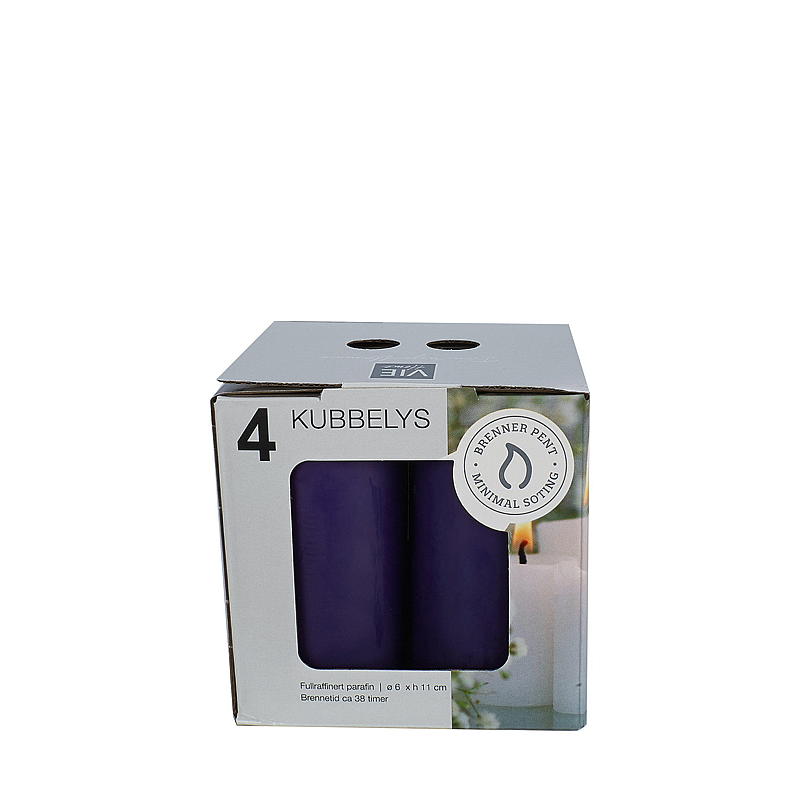 Vie Home Kubuslampjes, 4 stuks, ø 6 x 11 cm, paars