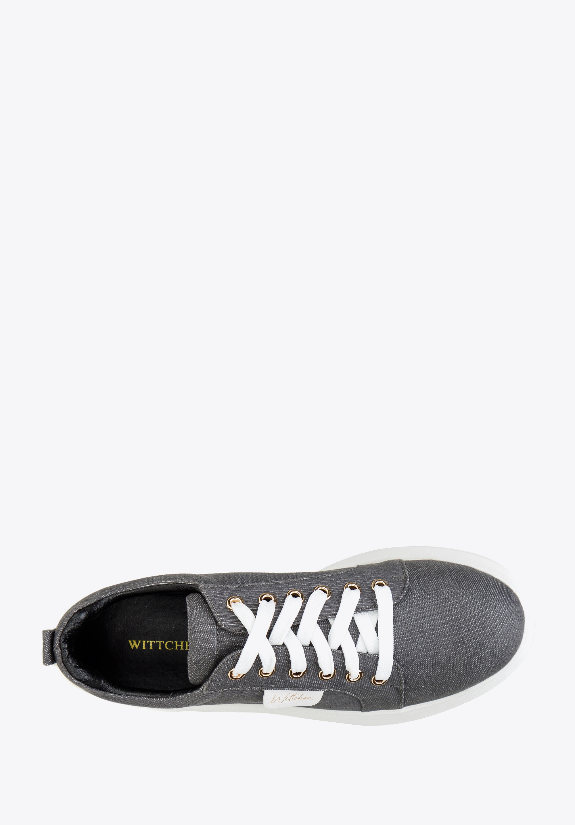 Damskie sneakersy dżinsowe na platformie ciemny szare