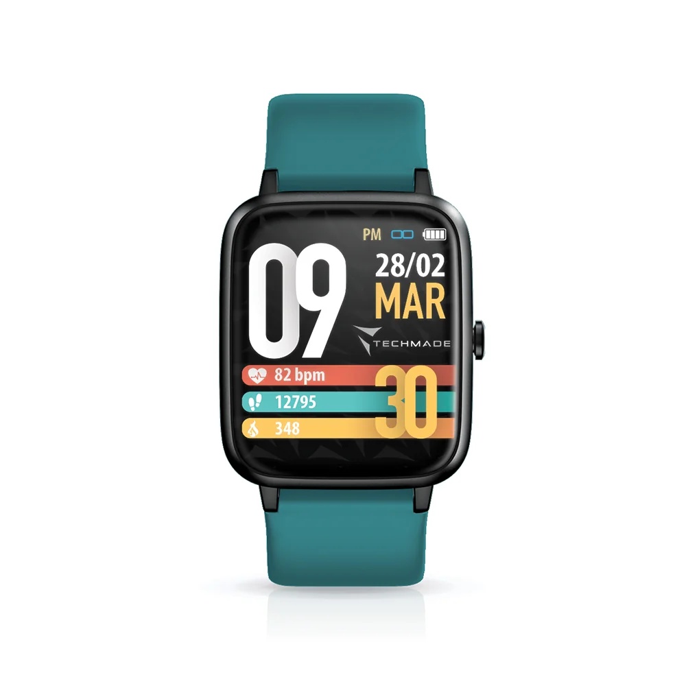 TECHMADE Techmade Move smartwatch in petrolzwart die je altijd bij je kunt dragen.