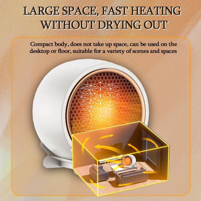 Calefactor eléctrico de bajo consumo, calefactor de ventilador cerámico de 1200 W/1800 W, mini calefactor eléctrico portátil de 220 V.