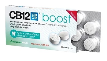 CB12 Boost Xylitol Kaugummi, 10 Kaugummis mit weißem Eukalyptusgeschmack