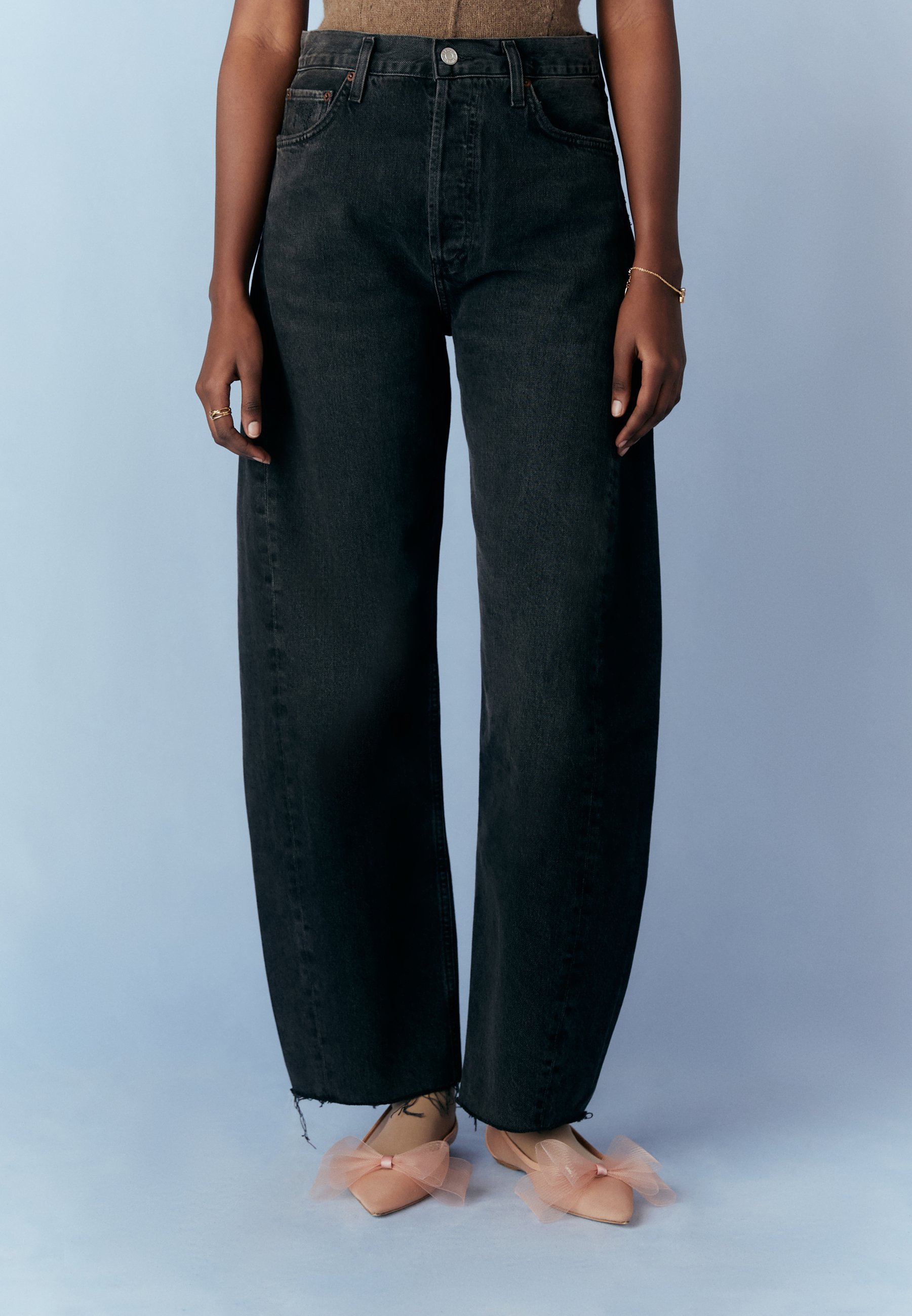 Agolde LUNA PIECED - Calça jeans de modelagem relaxada - preta lavada