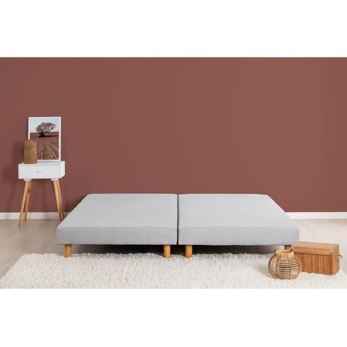 DEKO DREAM Rakenne - Bases de cama tapizadas con somier de láminas 2x90x200 - Madera maciza gris + patas