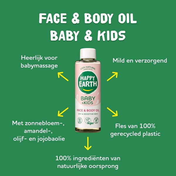 Happy Earth Baby & Kids 100% Natural Face & Body Oil<br>150ml