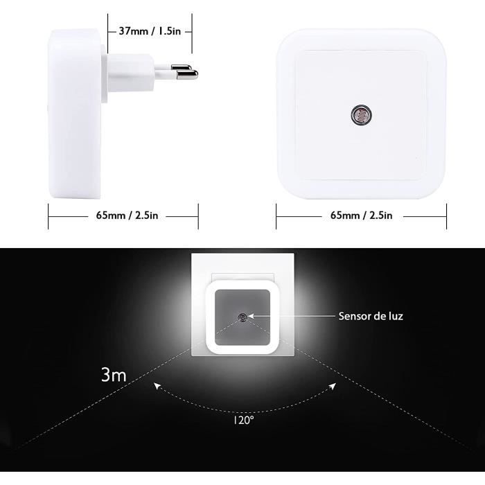 Luz nocturna LED automática para niños, juego de 6 - Luz nocturna enchufable - Blanca - Infantil