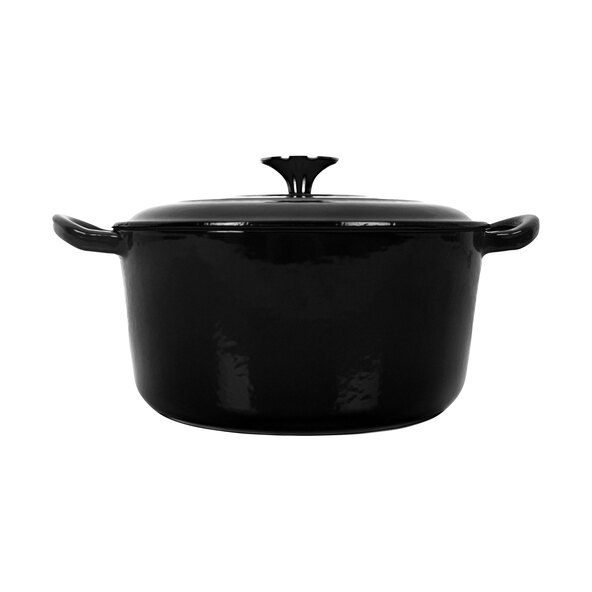 Gietijzeren kook- en braadpan met deksel, zwart