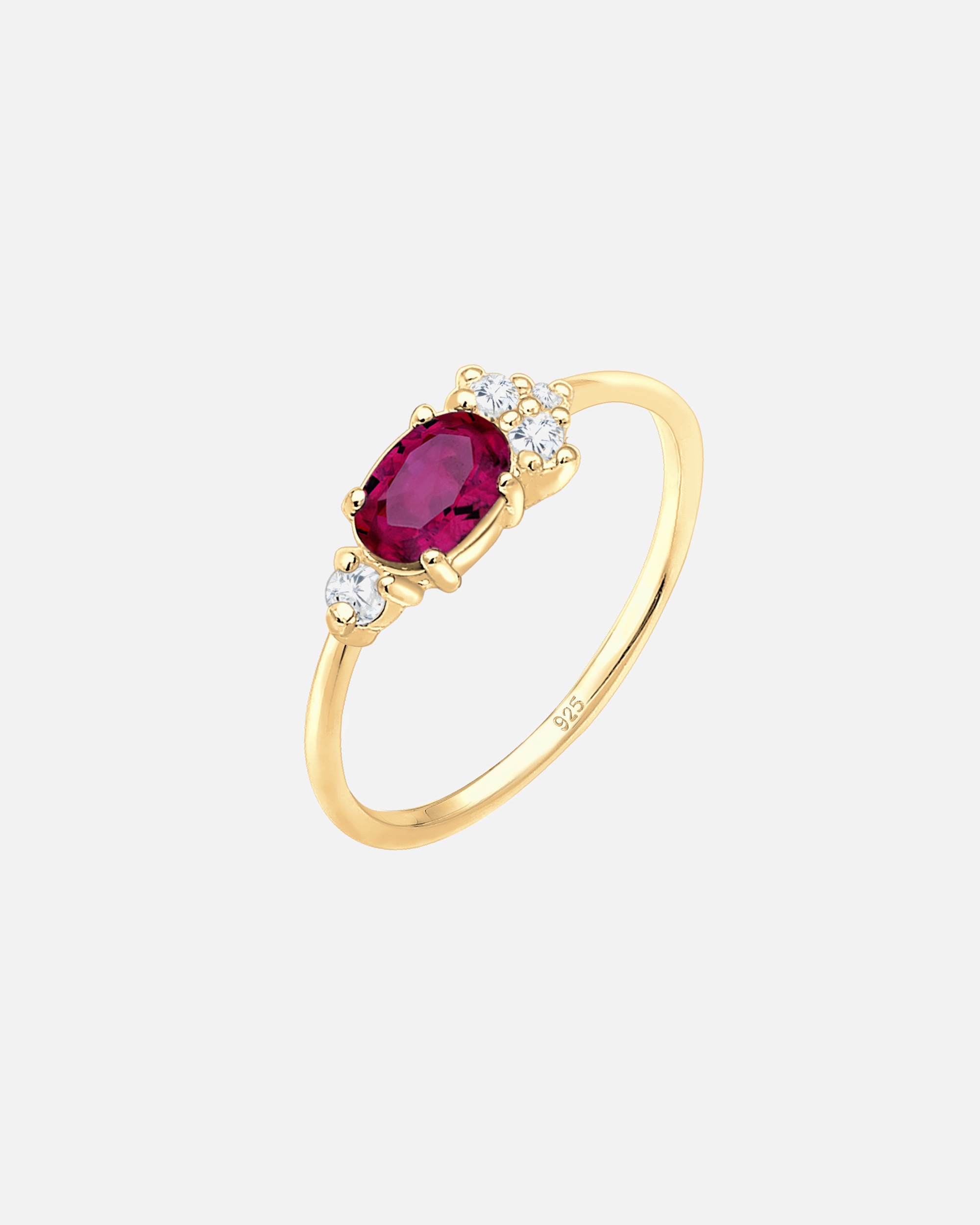 Elli PREMIUM Elli PREMIUM Bague Femmes fiançailles avec rubis synthétique et cristaux de zirconium en argent sterling 925 plaqué or