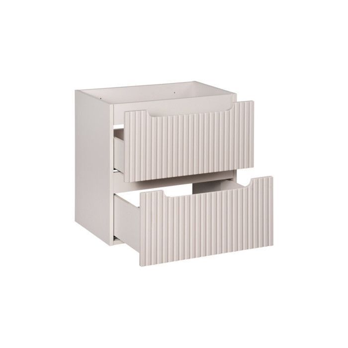 Badezimmer-Set: Doppelwaschtisch + 140 cm weiße Waschtischplatte + Hochschrank mit Türen und Schubladen – Astral Beige