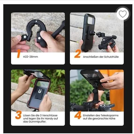 Waterdichte motorfietshouder voor smartphones tot 17 cm - GOBRO
