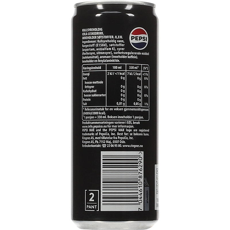 Pepsi Pepsi Max lata de 0,33 l elegante