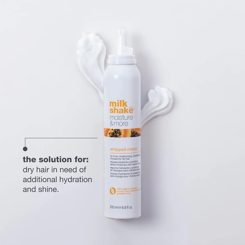 milk_shake® Moisture & More Whipped Cream, vlažilna nega brez izpiranja za suhe lase