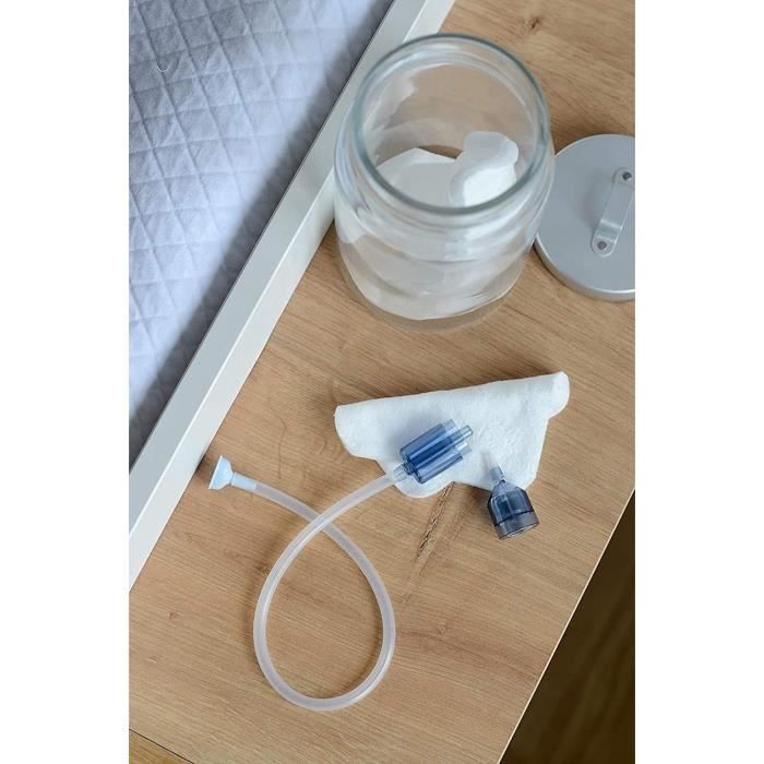 BEABA, Aspiratore nasale per neonati, Aspiratore nasale manuale Minidoo, Regolabile, 2 punte, 0-3 mesi e + 3 mesi, Minerale