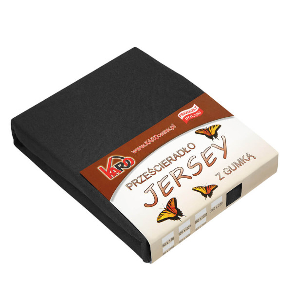 Prześcieradło jersey z gumką 70x140 czarne KARO