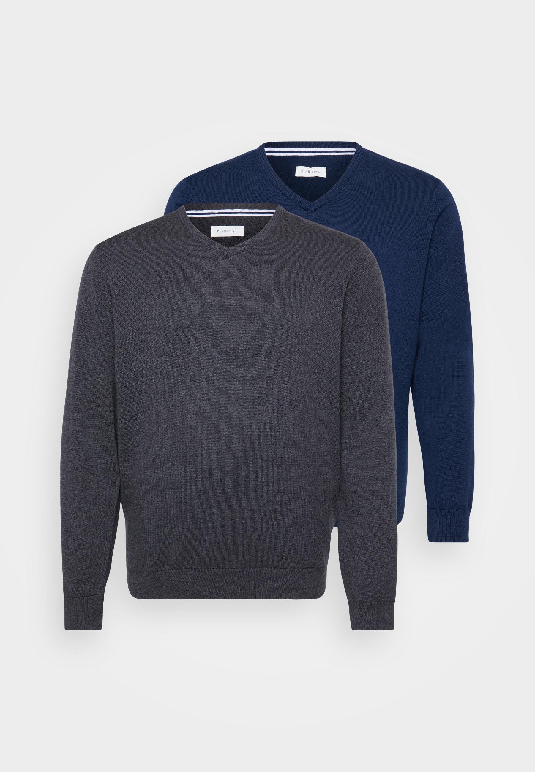 Pier One 2 PACK - Sweter - granatowy/ciemnoszary w cętki