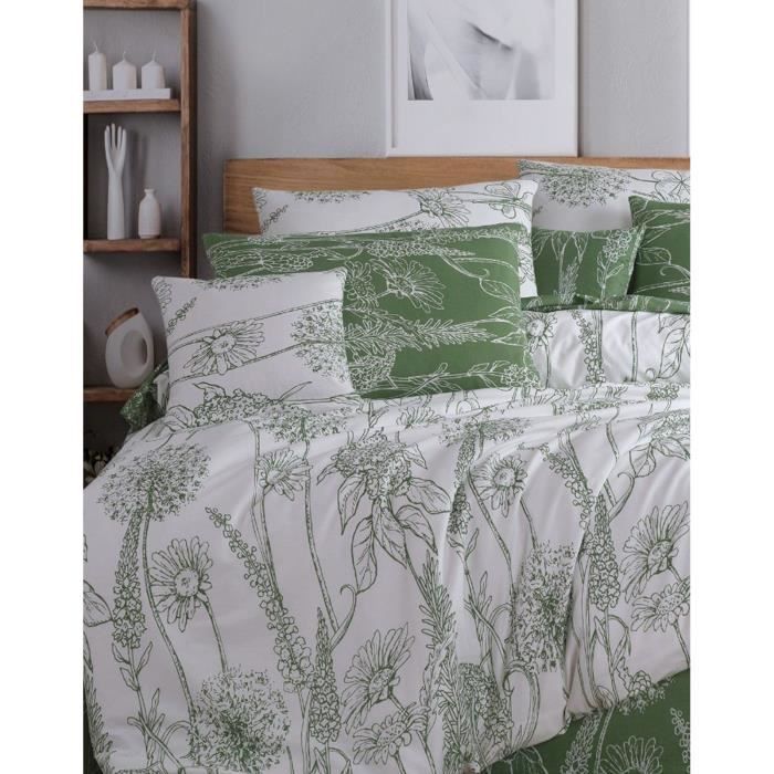 Parure de lit - 1 housse de couette 220 x 240 cm + 2 taies d'oreiller 60 x 60 cm - 100% coton renforcé - Blanc