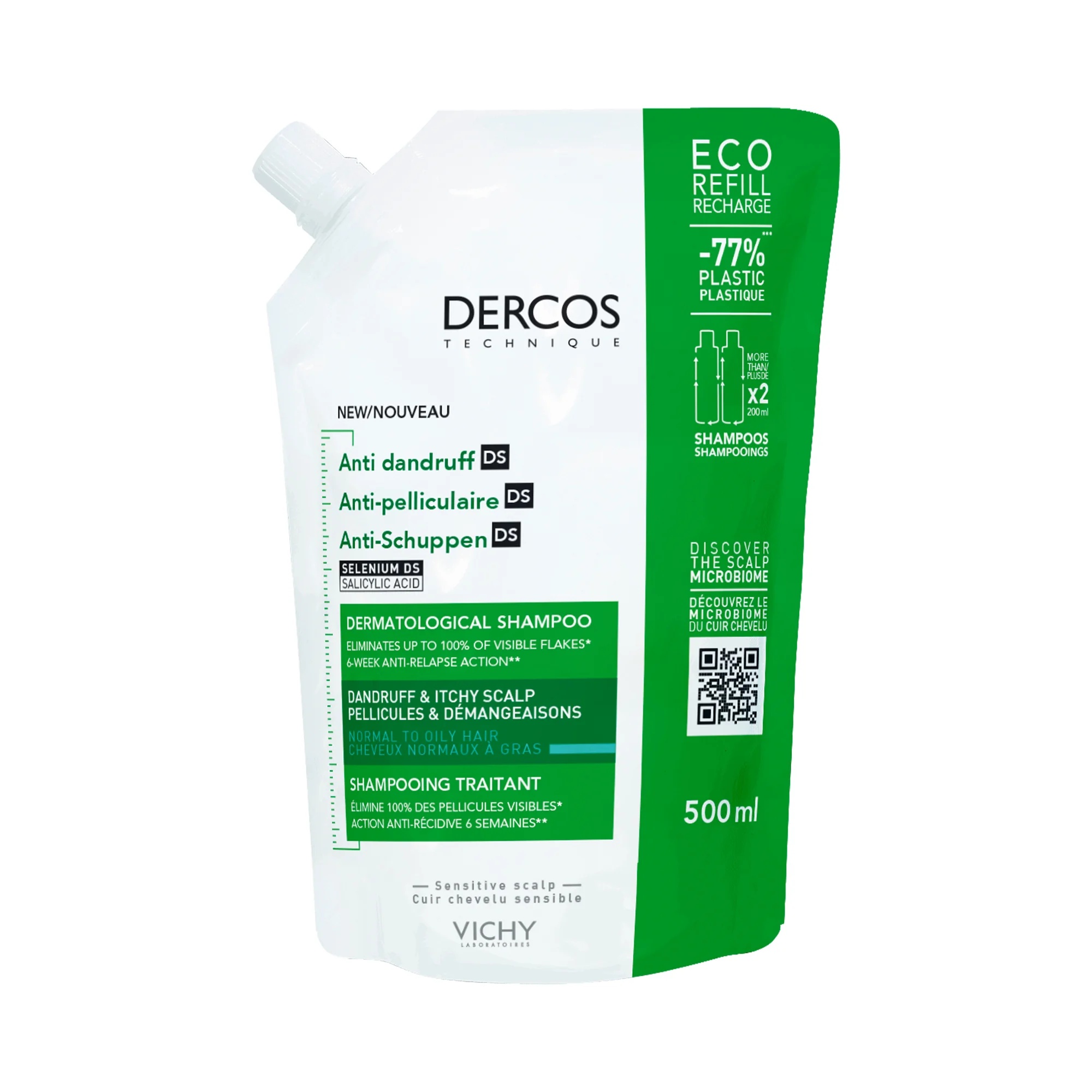 VICHY Vichy Dercos Eco anti-roosshampoo 500 ml navulling