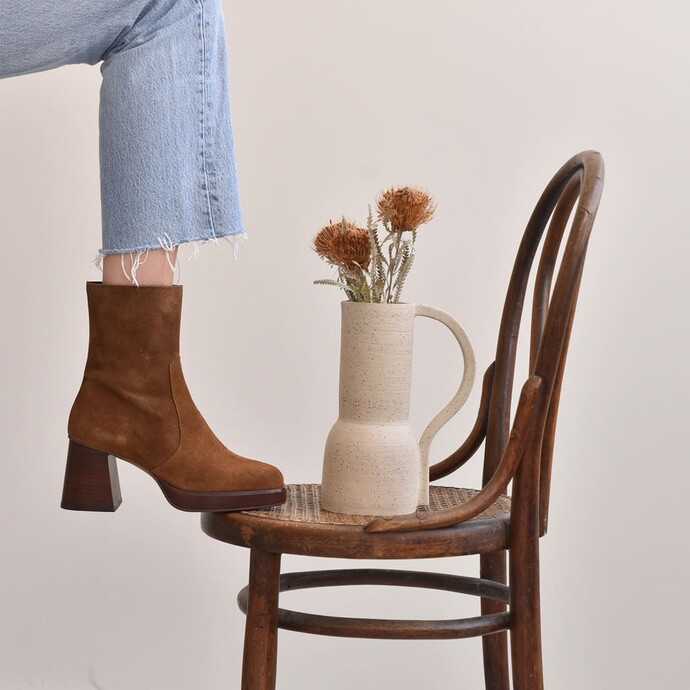 Bottines à plateformes  en croute cognac