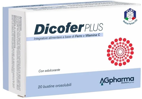 AG PHARMA Dicofer Plus, complément de fer et de vitamine C, 20 sachets