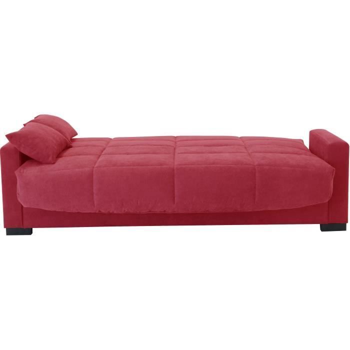 Megan 14 3-seater sofa bed - Soro red fabric - With armrests - Sleeping area 130x190 cm - W223 x D96 x H103 cm