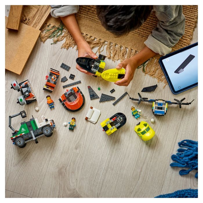 LEGO City 3-en-1 60505 Avion, Camion d’Assistance et Aéroglisseur Modulable - Jouet 7 ans