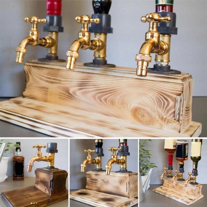 Soporte para 3 botellas de cerveza, licor, whisky o vino - Regalo para el Día del Padre