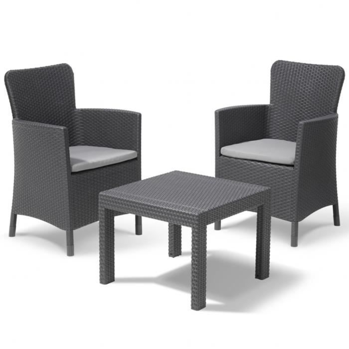 Conjunto de móveis para exterior Allibert Salvador Graphite, 3 peças, 221307
