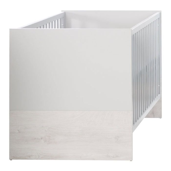 Lettino trasformabile ROBA Maren 2 70x140 cm - Regolabile in altezza - Si trasforma in lettino junior - Grigio chiaro / Rovere sbiancato