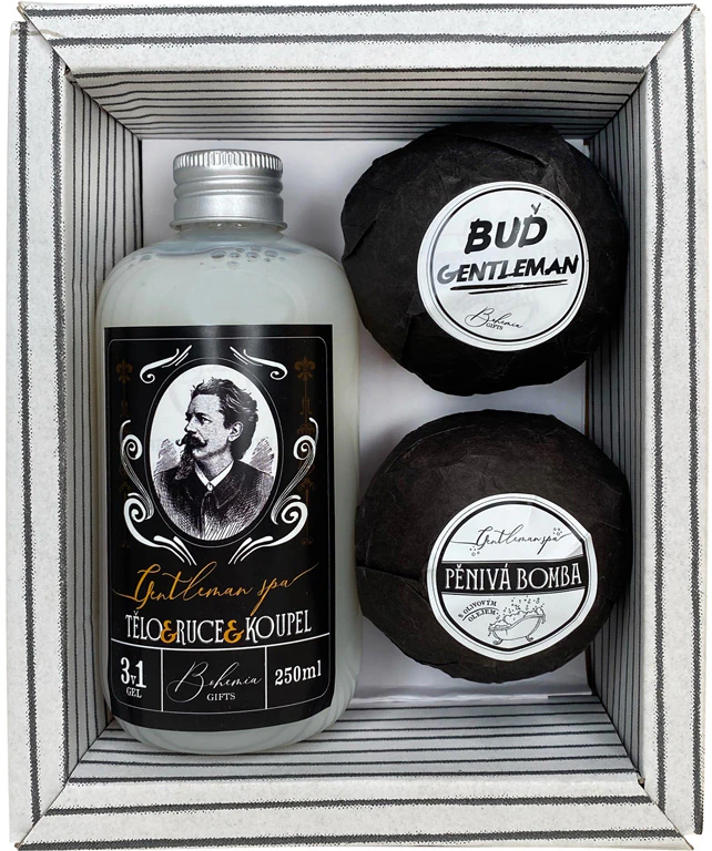 Conjunto de presente Bohemia Gifts & Cosmetics Gentleman Spa para banho masculino.
