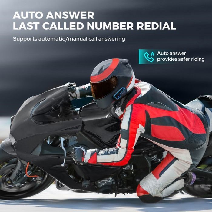 Intercomunicador para motocicleta GEARELEC, walkie-talkie inalámbrico, alcance de 2000 m, hasta 10 motociclistas, respuesta automática, resistente al agua IPX67, radio FM, GPS.