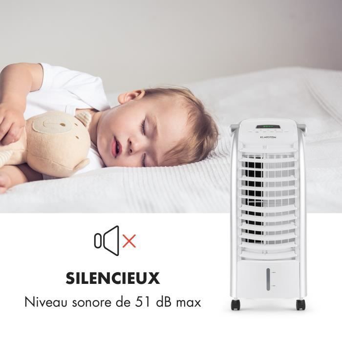 Enfriador de aire - Klarstein - Ventilador humidificador - 6 L - 4 velocidades - Aire acondicionado portátil sin salida de aire - Blanco