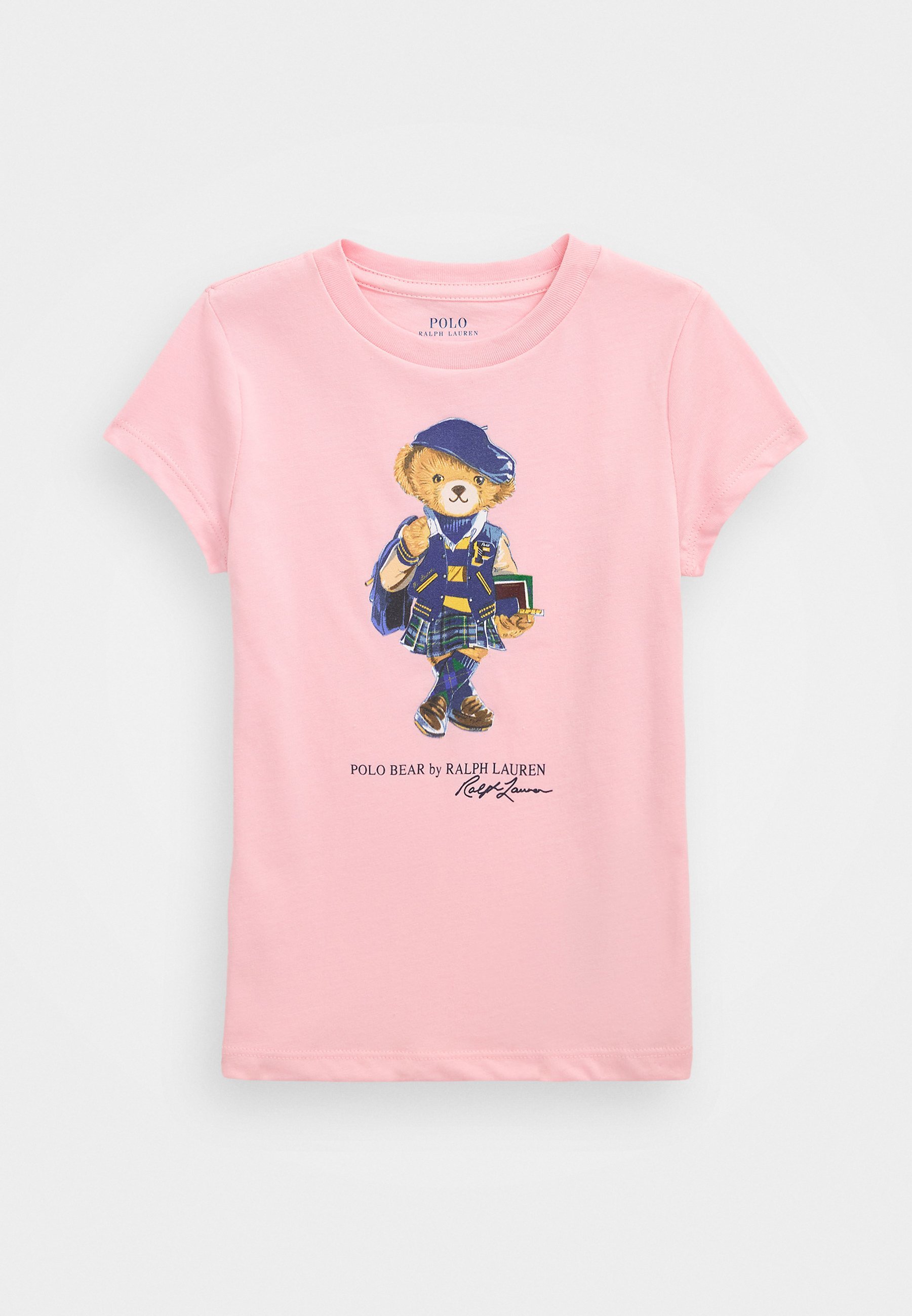 Polo Ralph Lauren T-shirt van katoenen jersey met polobeerprint - T-shirt met roze accenten