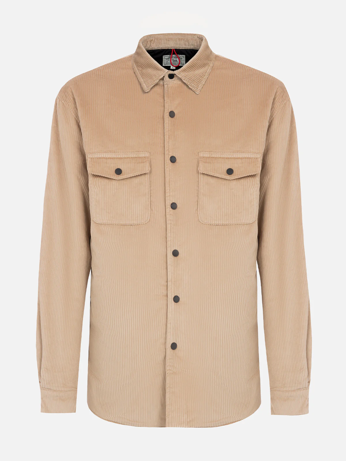 Sobrecamisa de pana beige para hombre con bordado de St. Barth