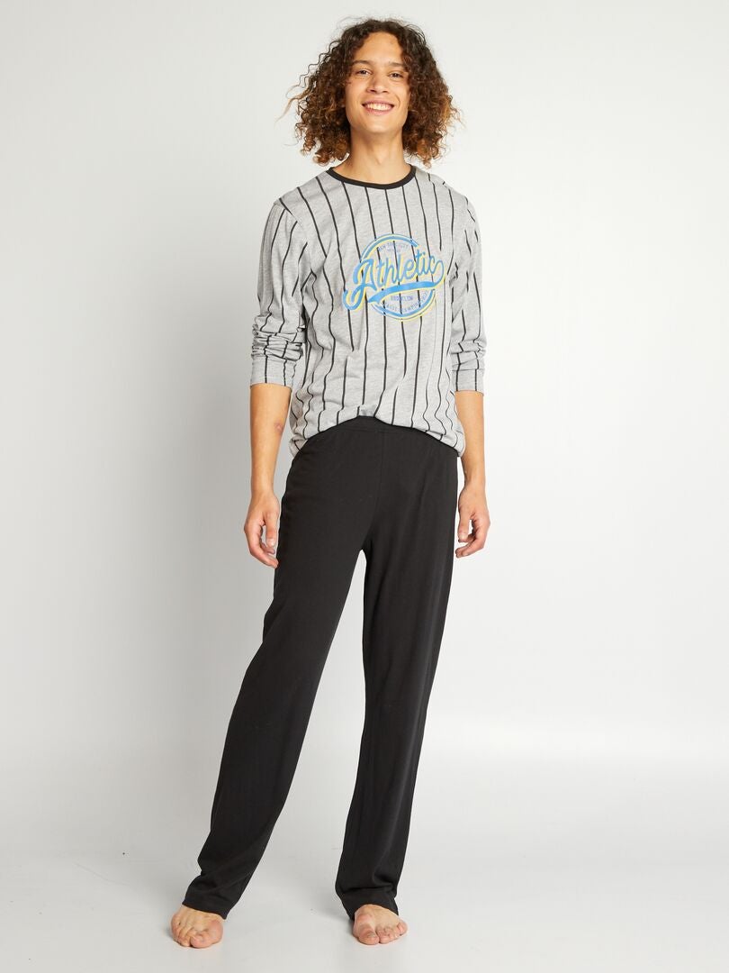 Pyjama en jersey style sportswear - 2 pièces - gris/noir
