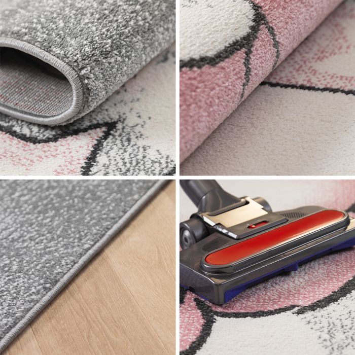 Tapis enfant doux Bear nuage étoiles motif tapis rectangle rond gris rose blanc [160x230 cm]