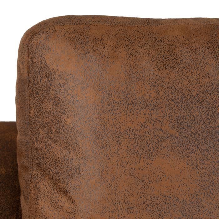 Sofá esquinero derecho de 4 plazas - Tapicería marrón vintage - Estilo contemporáneo - Ancho 215 x Profundidad 140 x Alto 86 cm - PAUL
