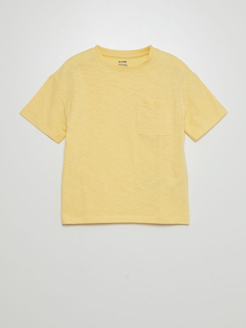 Camiseta de gola redonda larga - AMARELA