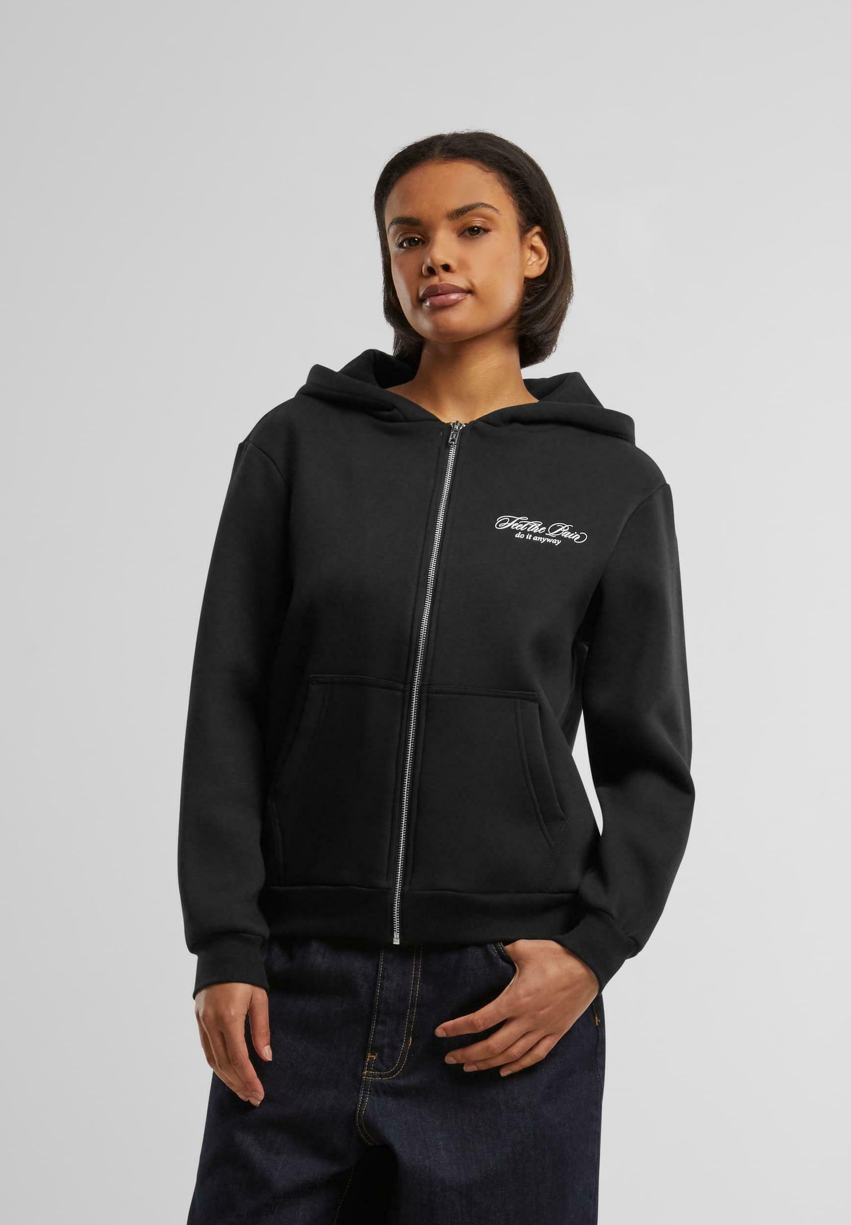 Mister Tee FEEL THE PAIN FLUFFY - Sweatshirt met rits - zwart