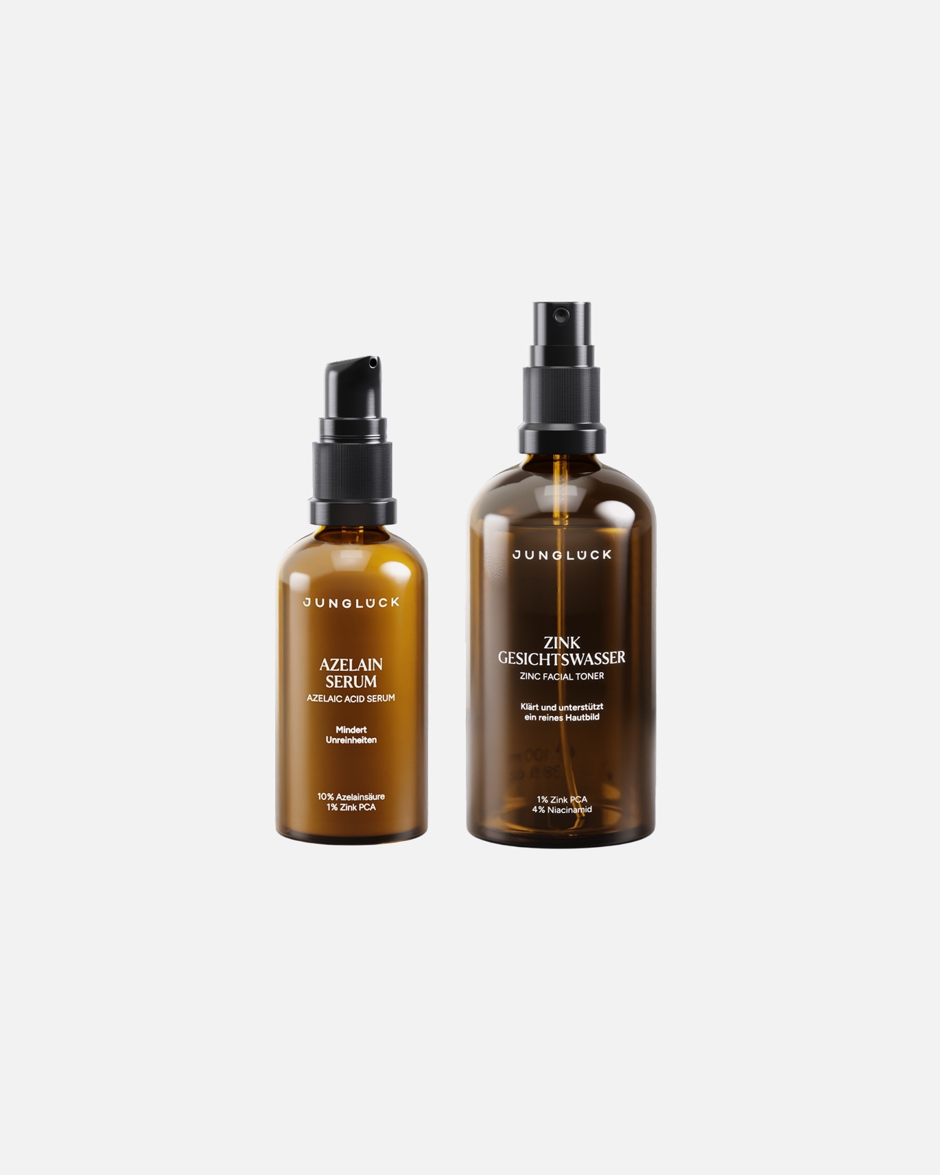 Juniglück vlažilni serum “Bye Bye Pimple” kombinacija – cinkov tonik za obraz in azelainski serum – 150 ml