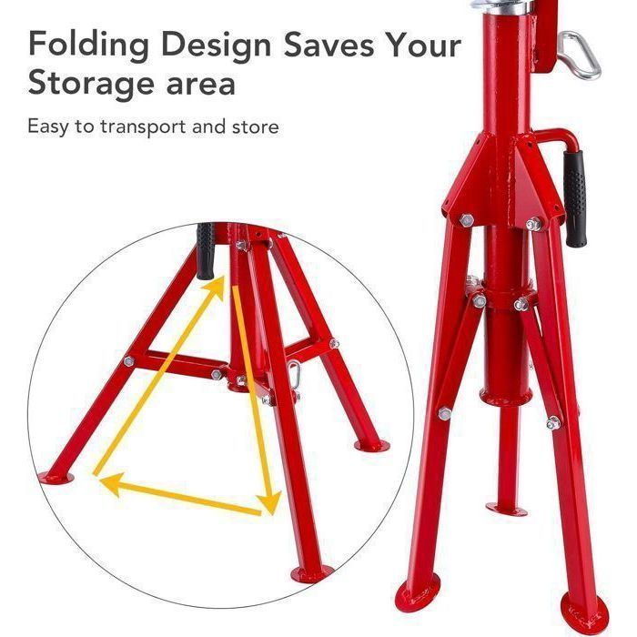 Support Chandelle à Tuyaux ,Chandelle à tuyaux Support de tuyau 2500 lbs avec tête en V pour tuyau,Réglable en Hauteur,71-132cm