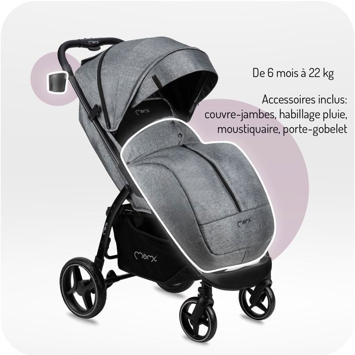 MoMi MIYA - Ultra-compact stroller - From 0 months up to 22 kg - Accessory kit - 7