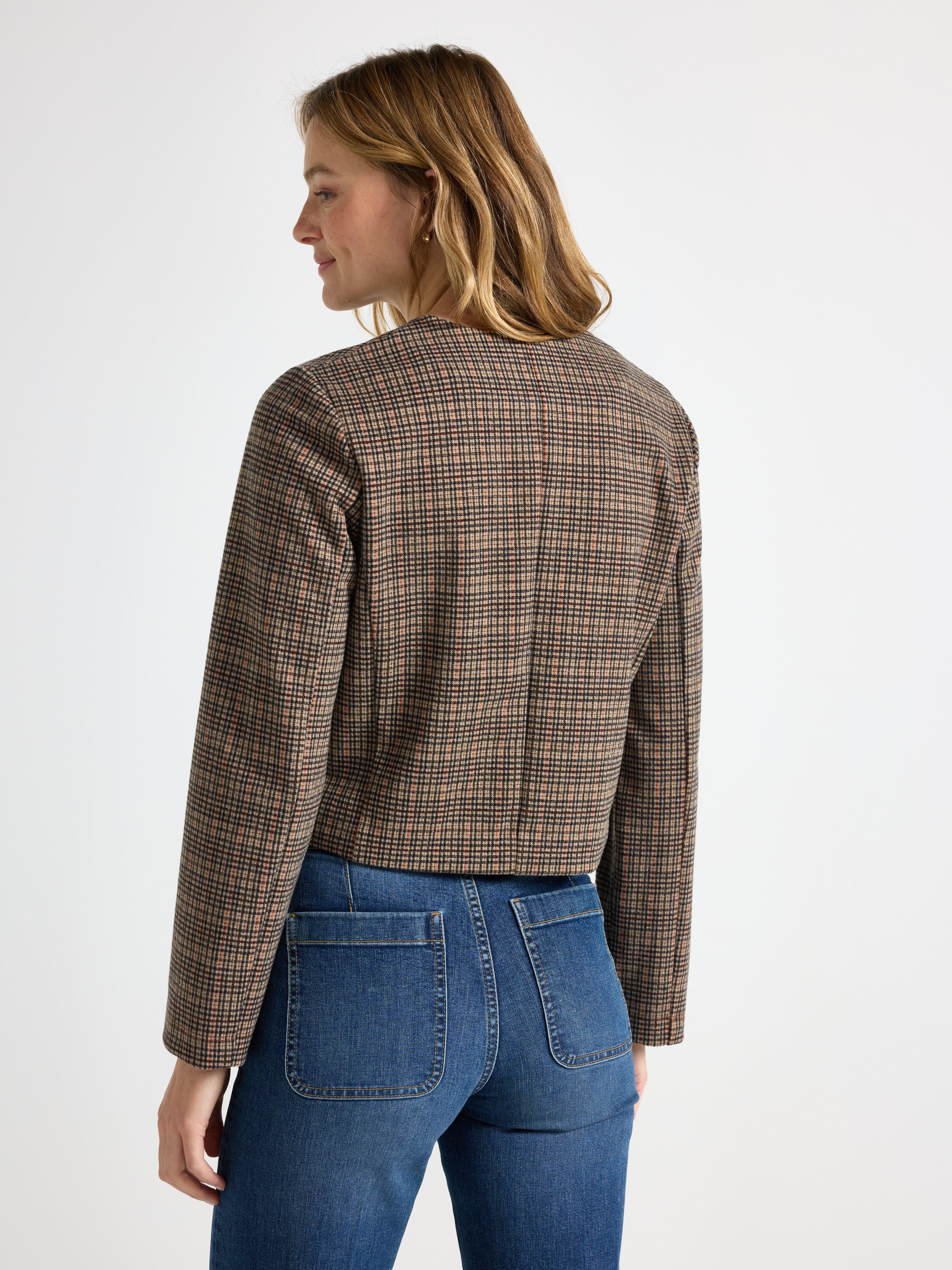 Chaqueta a cuadros beige
