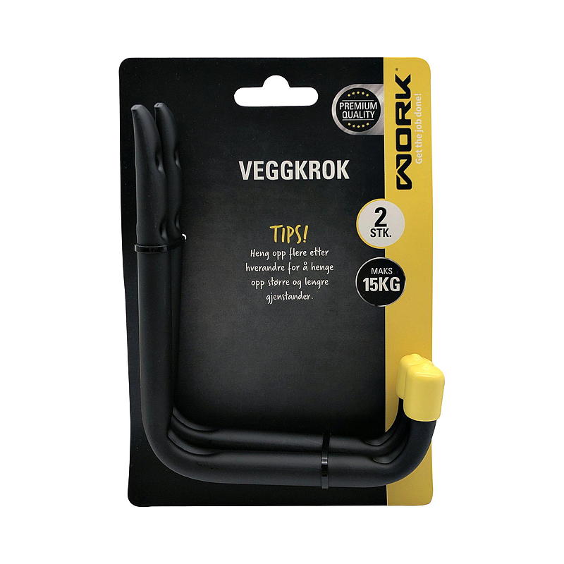 Työseinäkoukku 2 kpl, 15 kg, teräs, Work